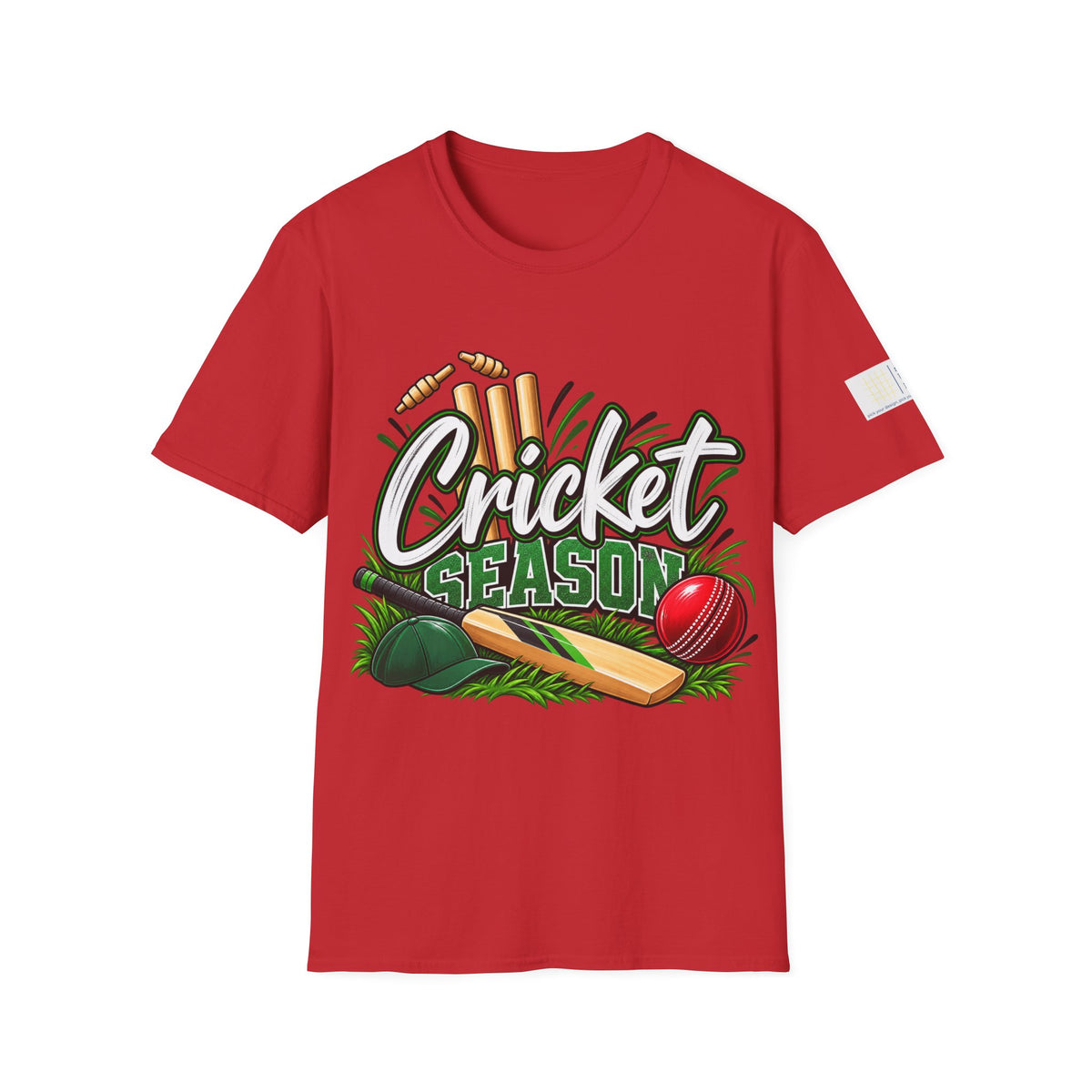 Cricket Season T-Shirt | Cricket Ball, Bat & Stumps Sports Tee