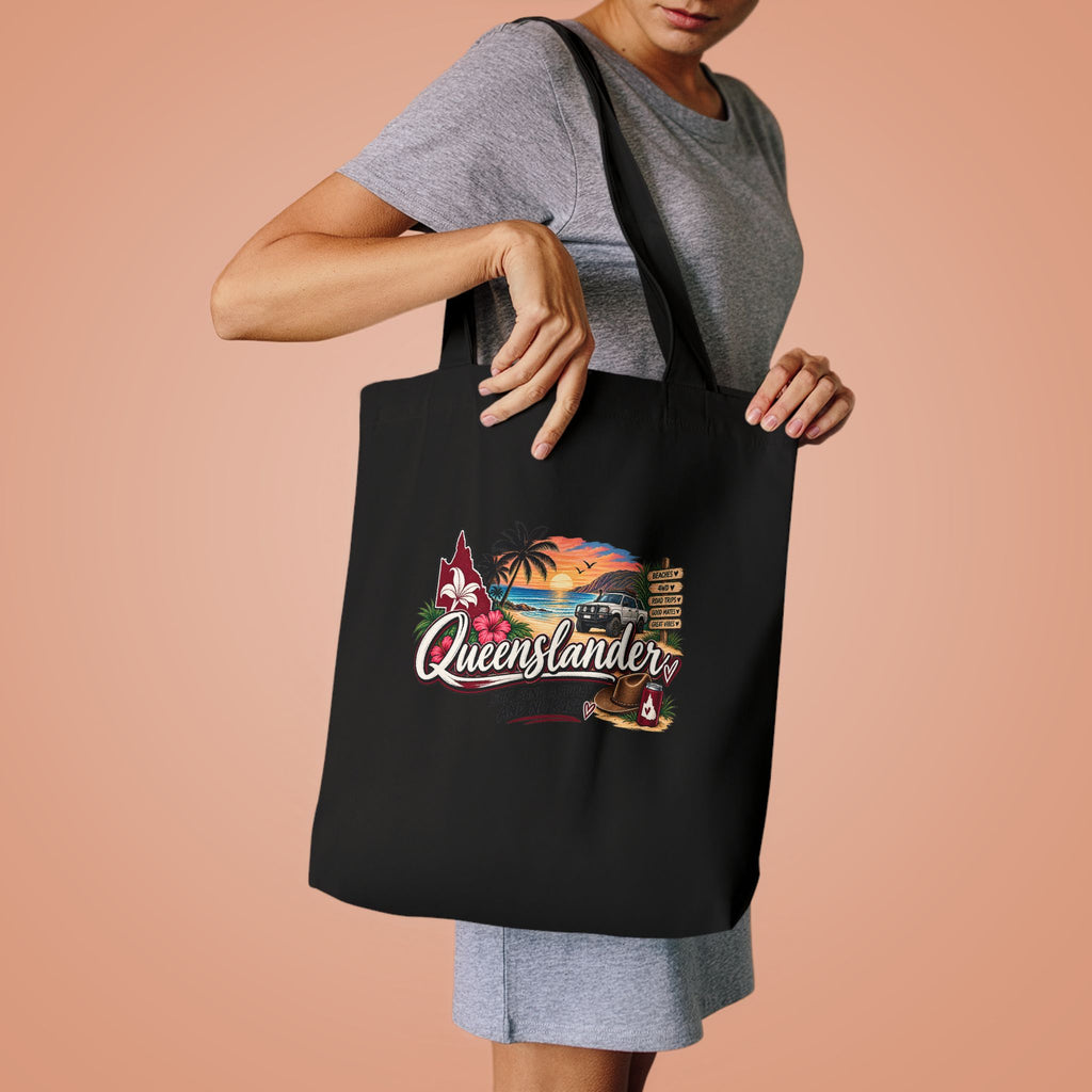 Queenslander Retro Beach Scene Tote