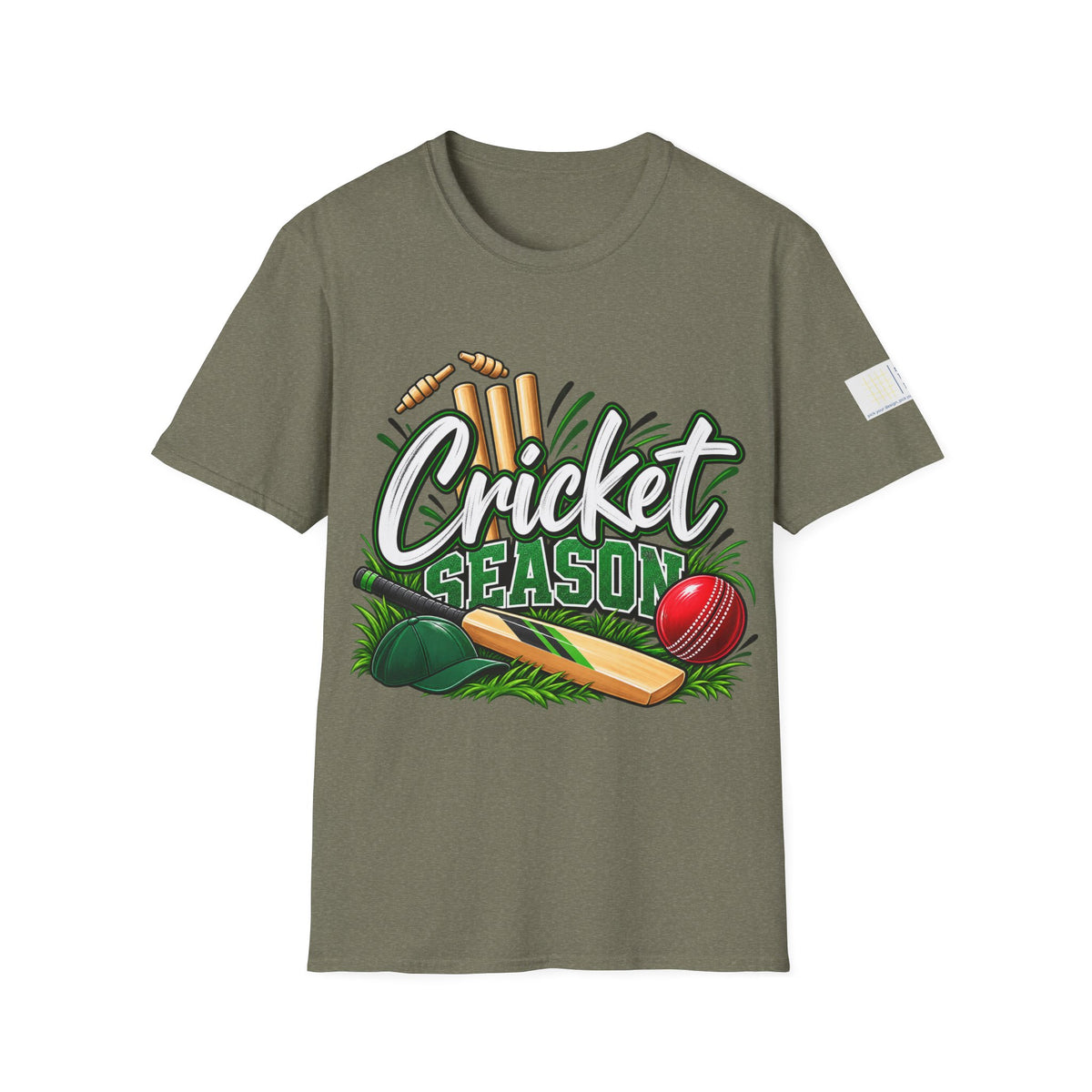 Cricket Season T-Shirt | Cricket Ball, Bat & Stumps Sports Tee
