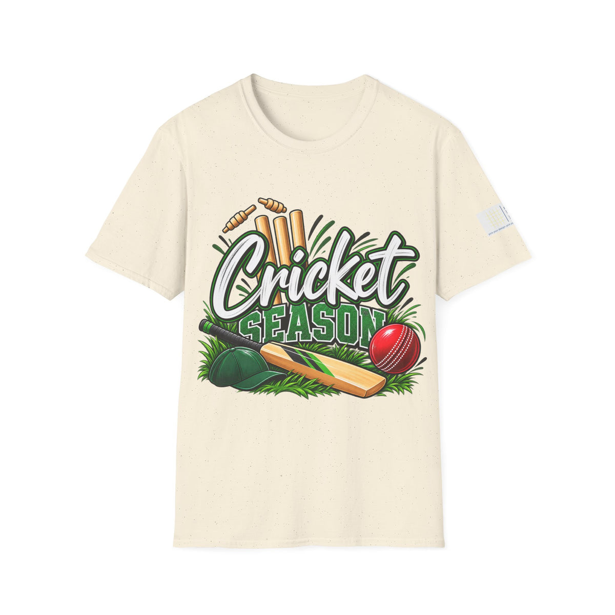 Cricket Season T-Shirt | Cricket Ball, Bat & Stumps Sports Tee