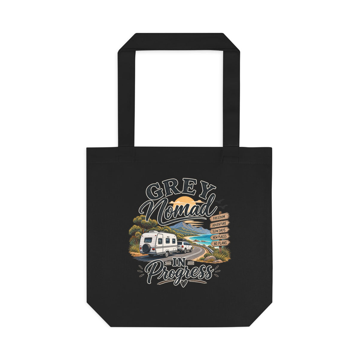 Grey Nomad Tote Bag | Caravan Lover Gift | Australian Road Trip & Retirement Travel Bag