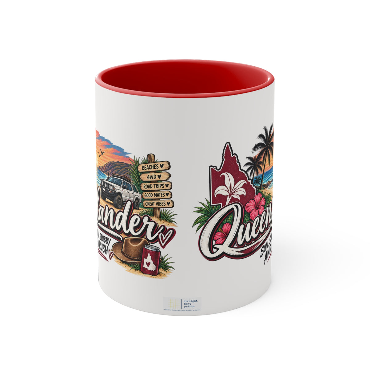 Queenslander Beach Sunset design Mug | 11oz color accent