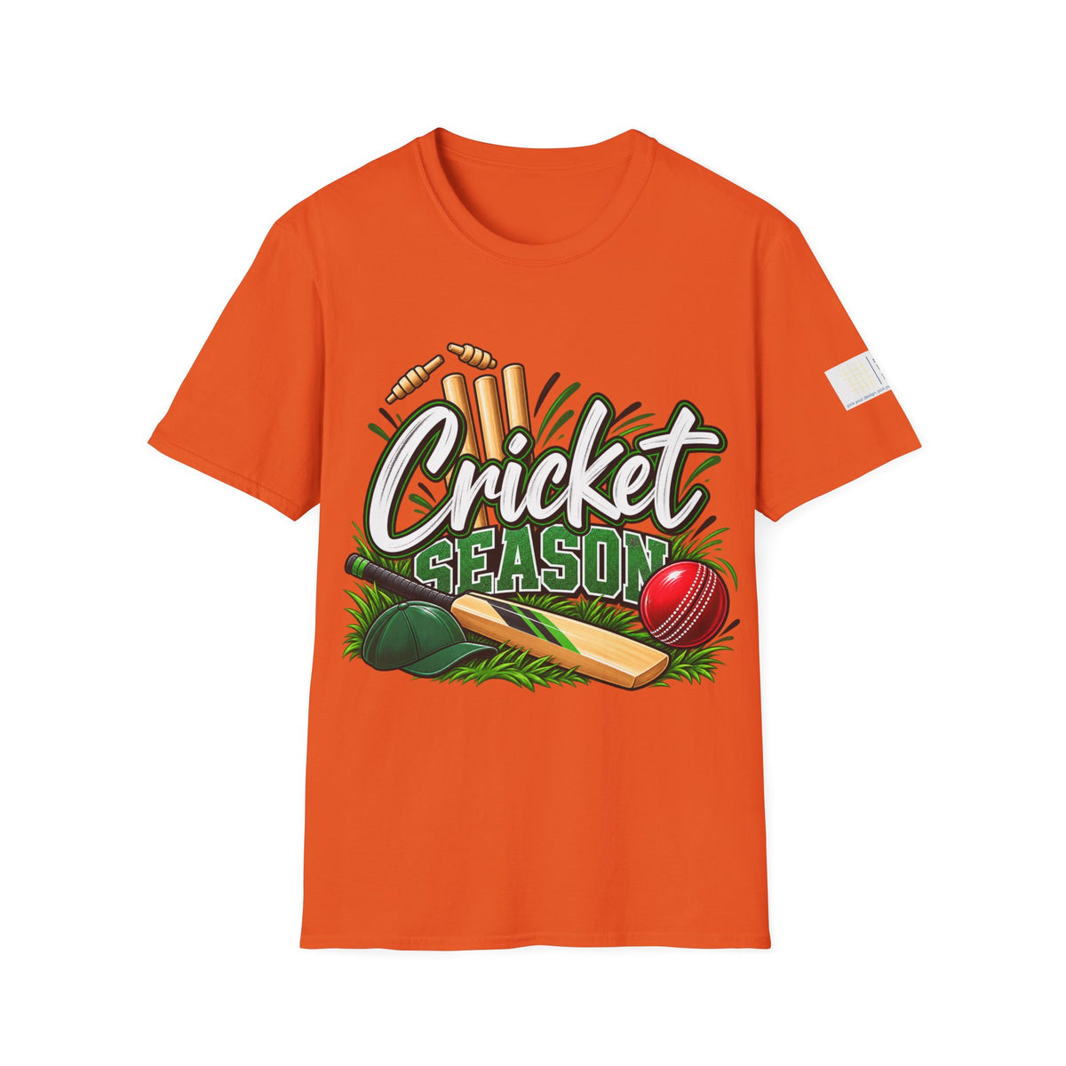 Cricket Season T-Shirt | Cricket Ball, Bat & Stumps Sports Tee