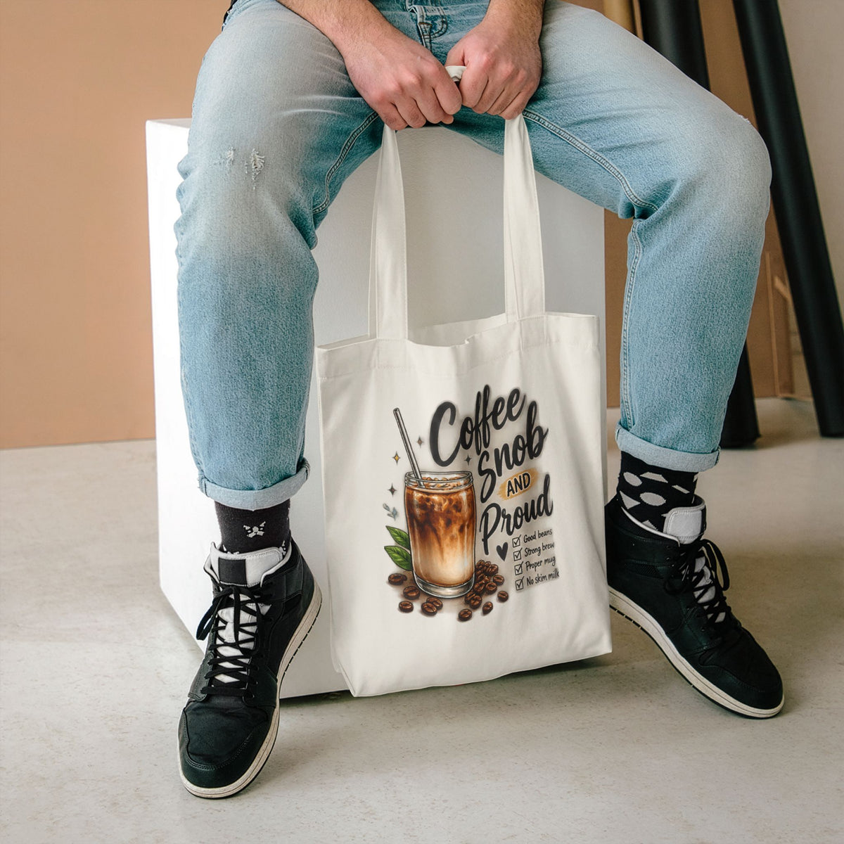 Coffee Snob Tote Bag | Funny Coffee Lover Gift | Iced Coffee Canvas Bag