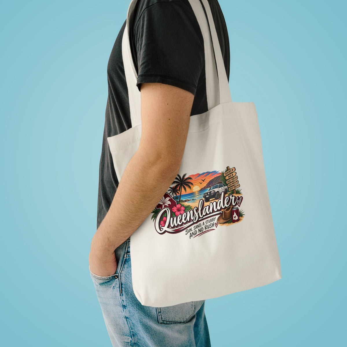 Queenslander Retro Beach Scene Tote