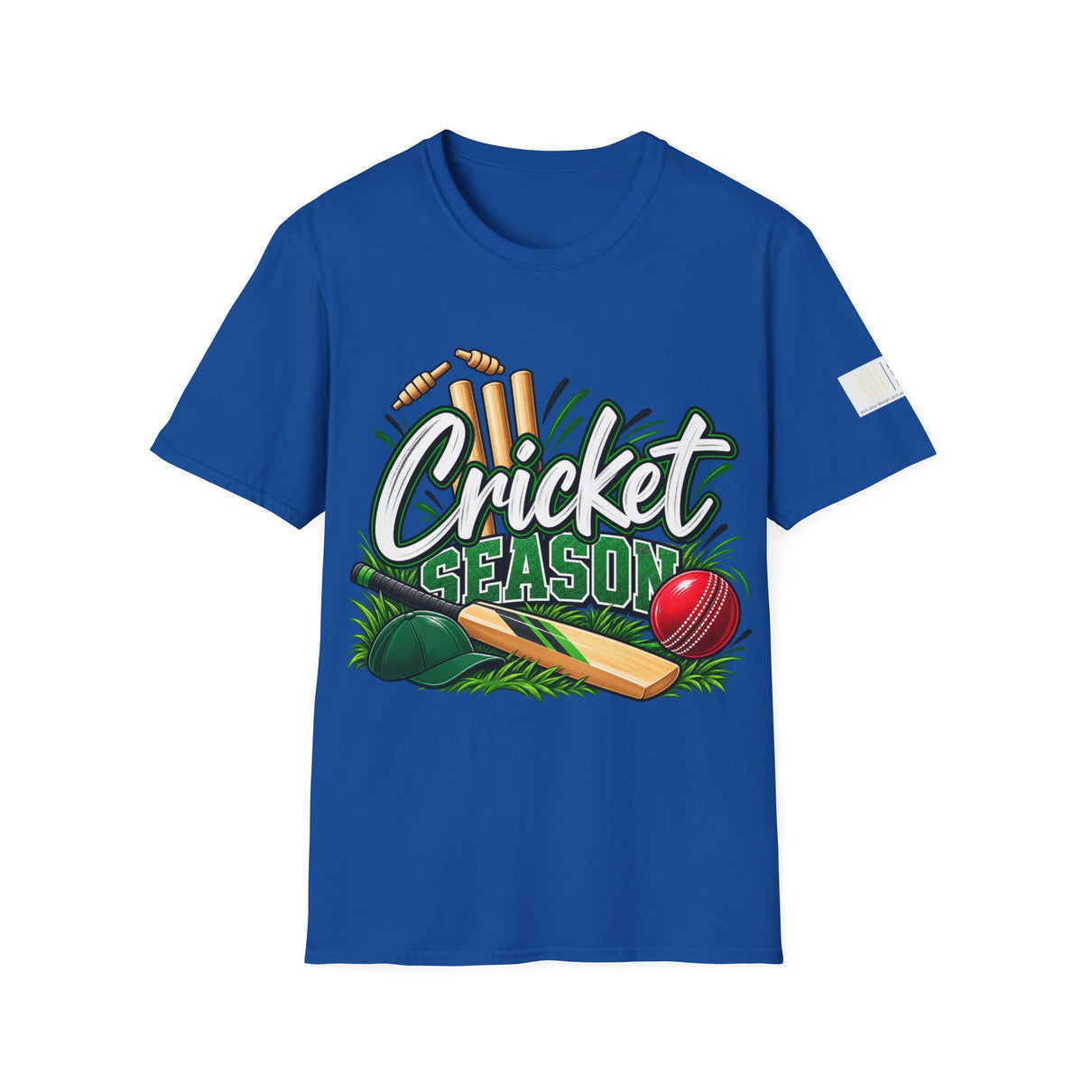 Cricket Season T-Shirt | Cricket Ball, Bat & Stumps Sports Tee