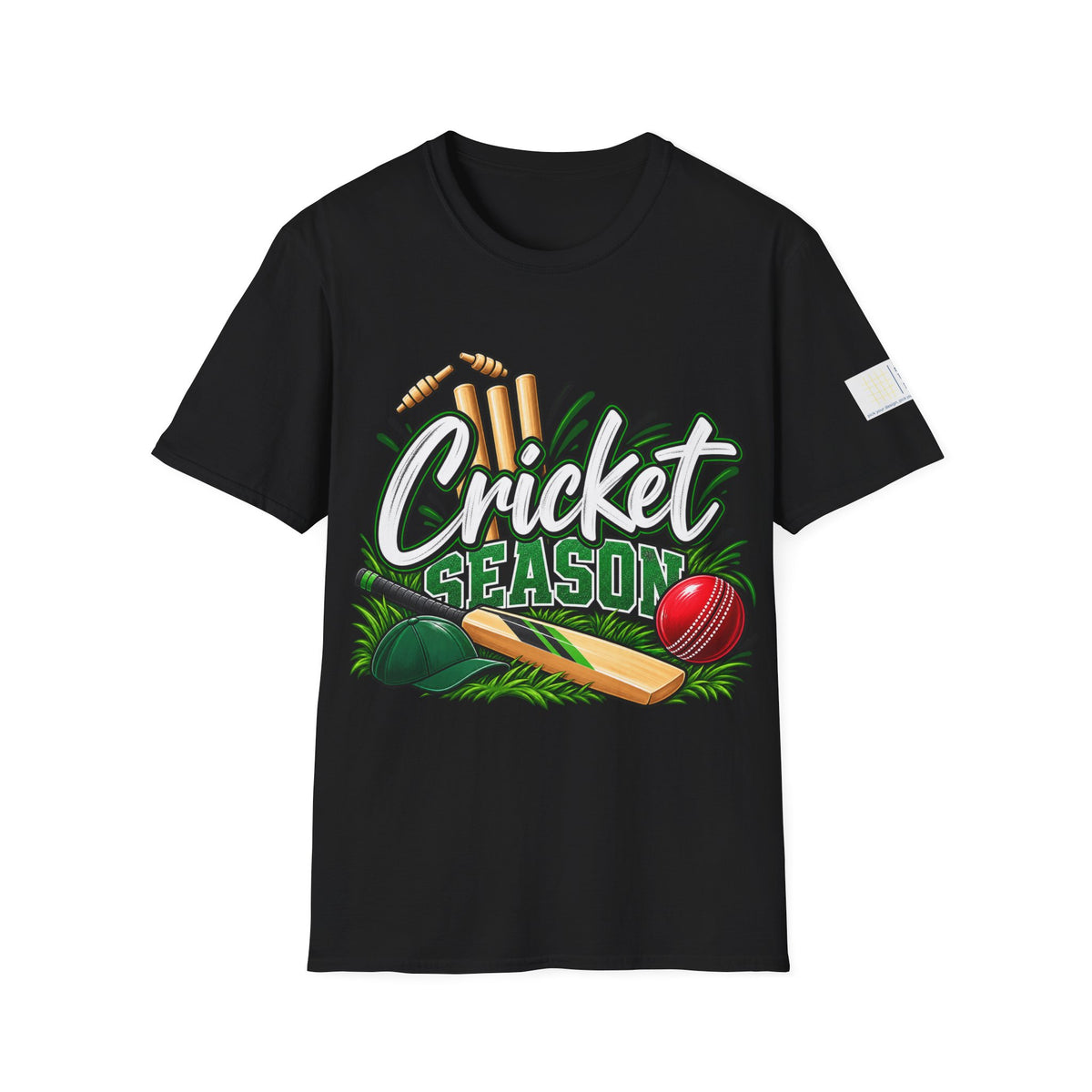 Cricket Season T-Shirt | Cricket Ball, Bat & Stumps Sports Tee