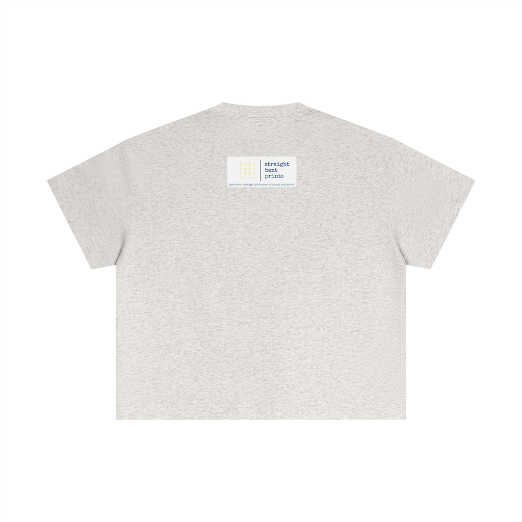 Gray t-shirt with a small logo on the chest against a white background