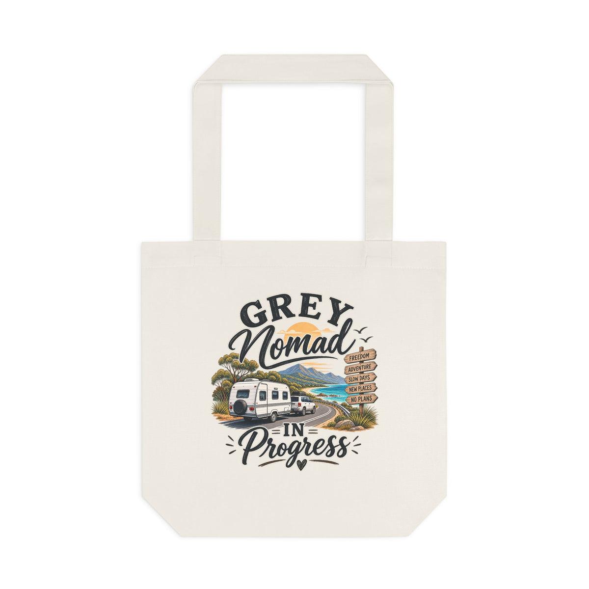Grey Nomad Tote Bag | Caravan Lover Gift | Australian Road Trip & Retirement Travel Bag