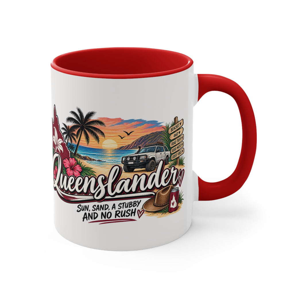Queenslander Beach Sunset design Mug | 11oz color accent