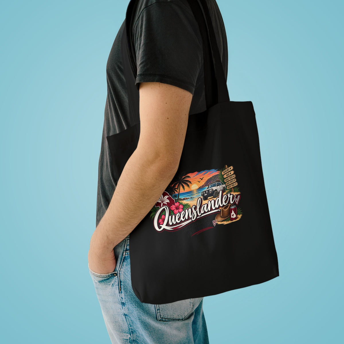 Queenslander Retro Beach Scene Tote