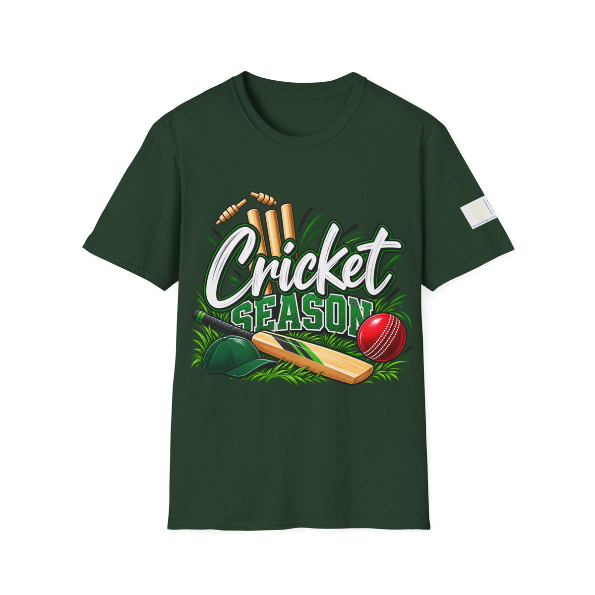 Cricket Season T-Shirt | Cricket Ball, Bat & Stumps Sports Tee