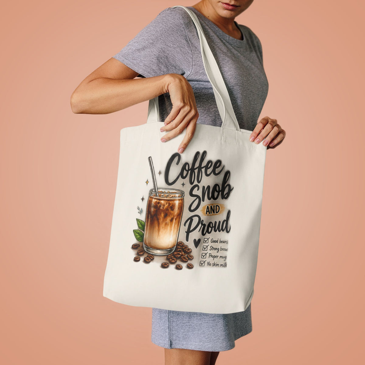 Coffee Snob Tote Bag | Funny Coffee Lover Gift | Iced Coffee Canvas Bag