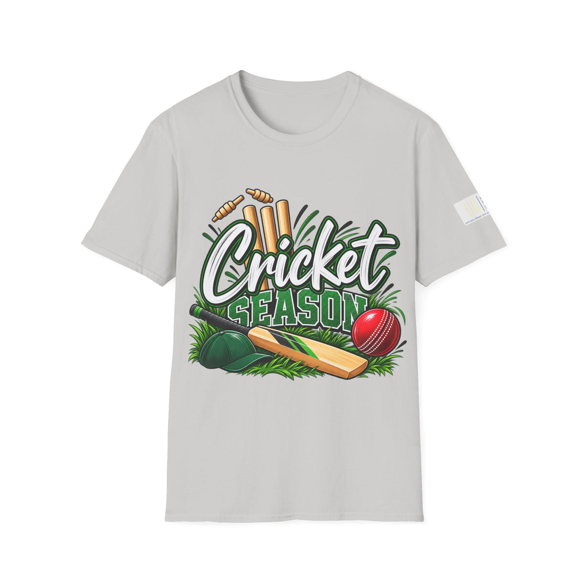 Cricket Season T-Shirt | Cricket Ball, Bat & Stumps Sports Tee