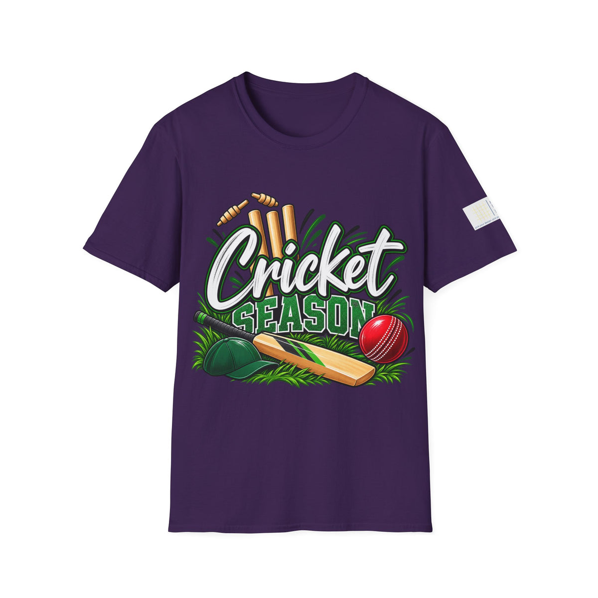 Cricket Season T-Shirt | Cricket Ball, Bat & Stumps Sports Tee