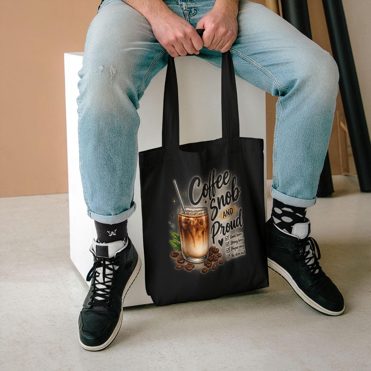 Coffee Snob Tote Bag | Funny Coffee Lover Gift | Iced Coffee Canvas Bag