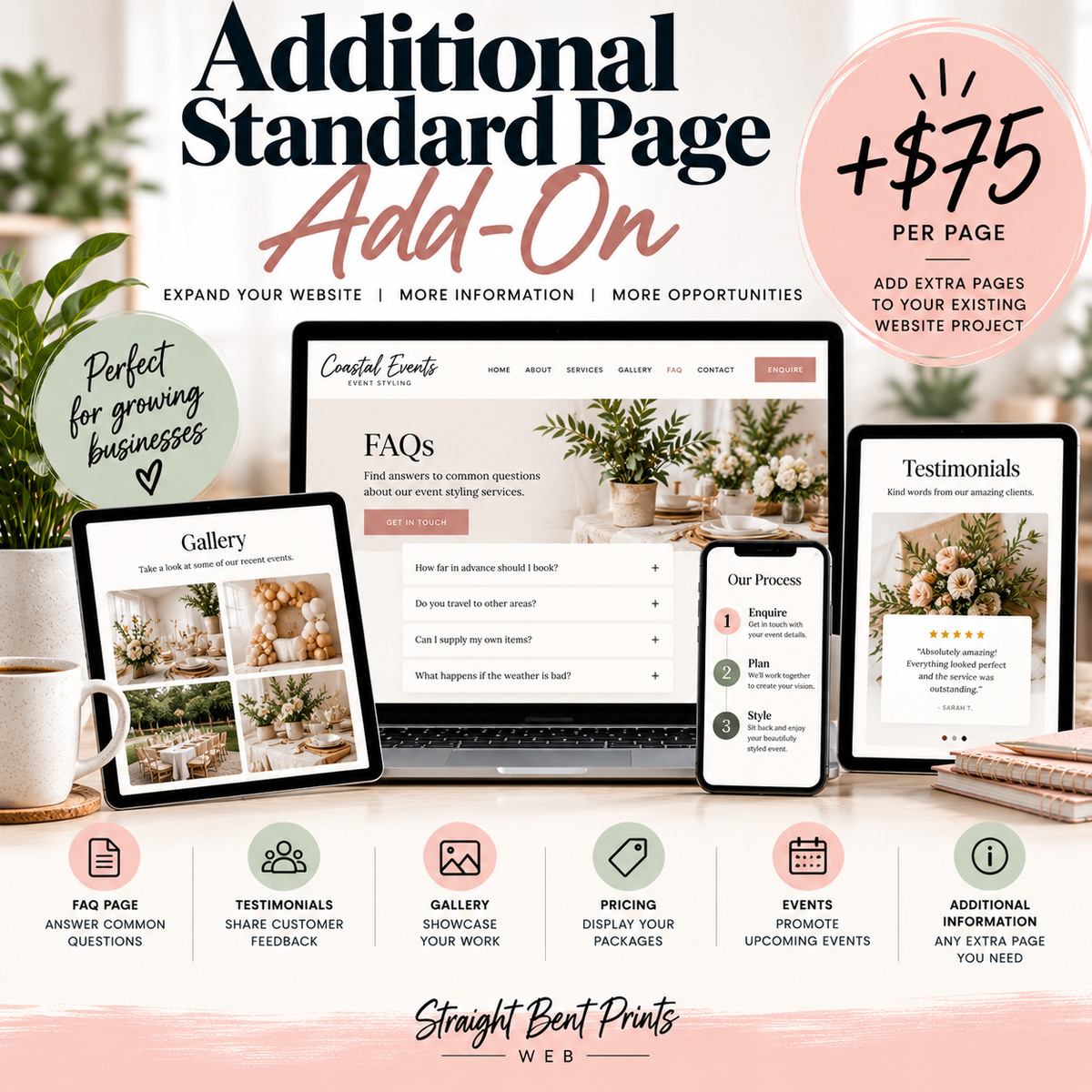 Additional Standard Website Page Add-On by Straight Bent Prints Web for small businesses in Nowra and Shoalhaven