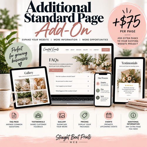 Additional Standard Website Page Add-On by Straight Bent Prints Web for small businesses in Nowra and Shoalhaven