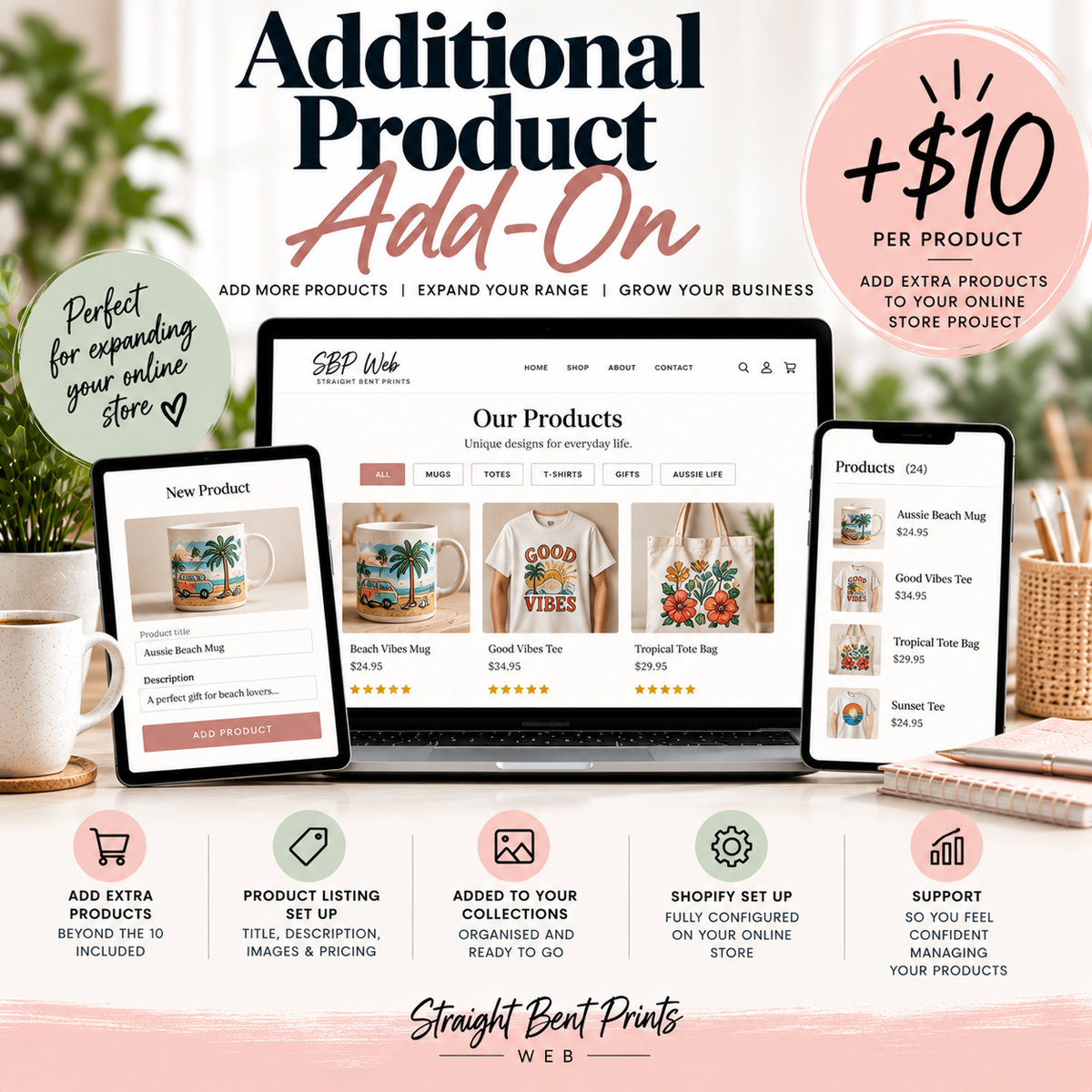 Additional Shopify Product Add-On by Straight Bent Prints Web for online store projects in Nowra and Shoalhaven
