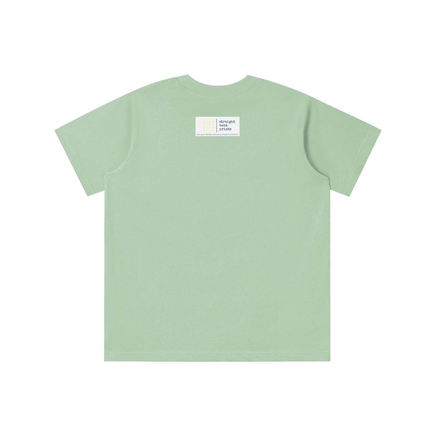 Light green t-shirt with a small logo on the chest against a white background