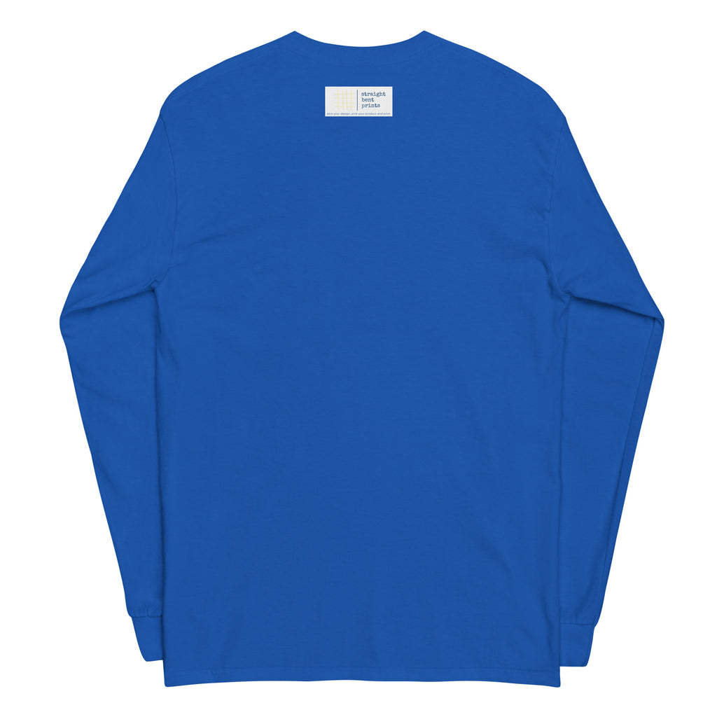 back of blue shirt logo printed 