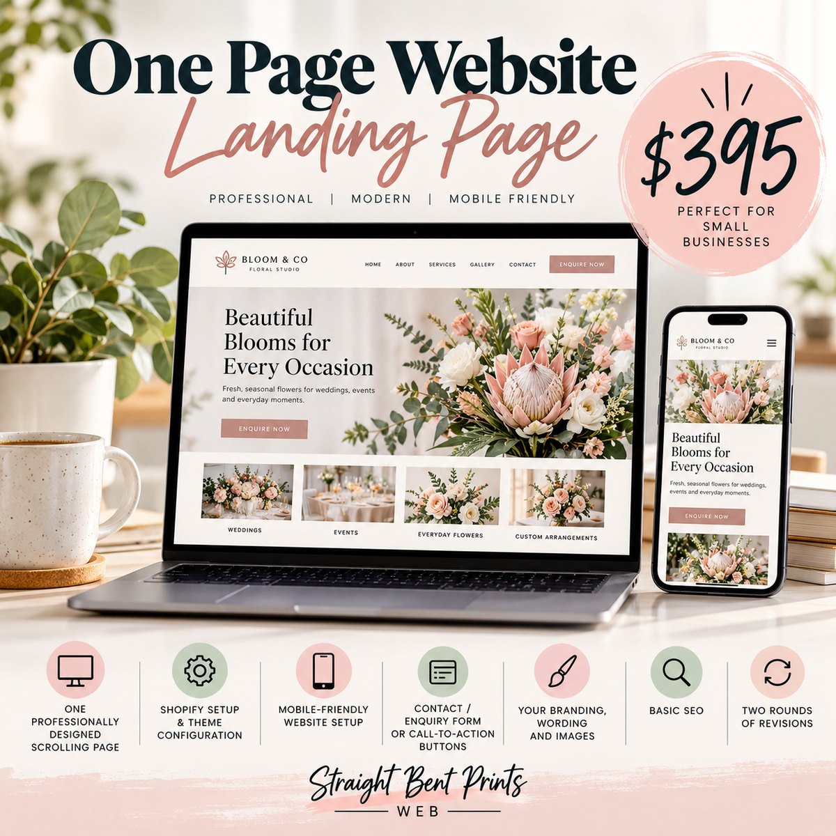 One Page Website and Landing Page design by Straight Bent Prints Web for small businesses in Nowra and Shoalhaven
