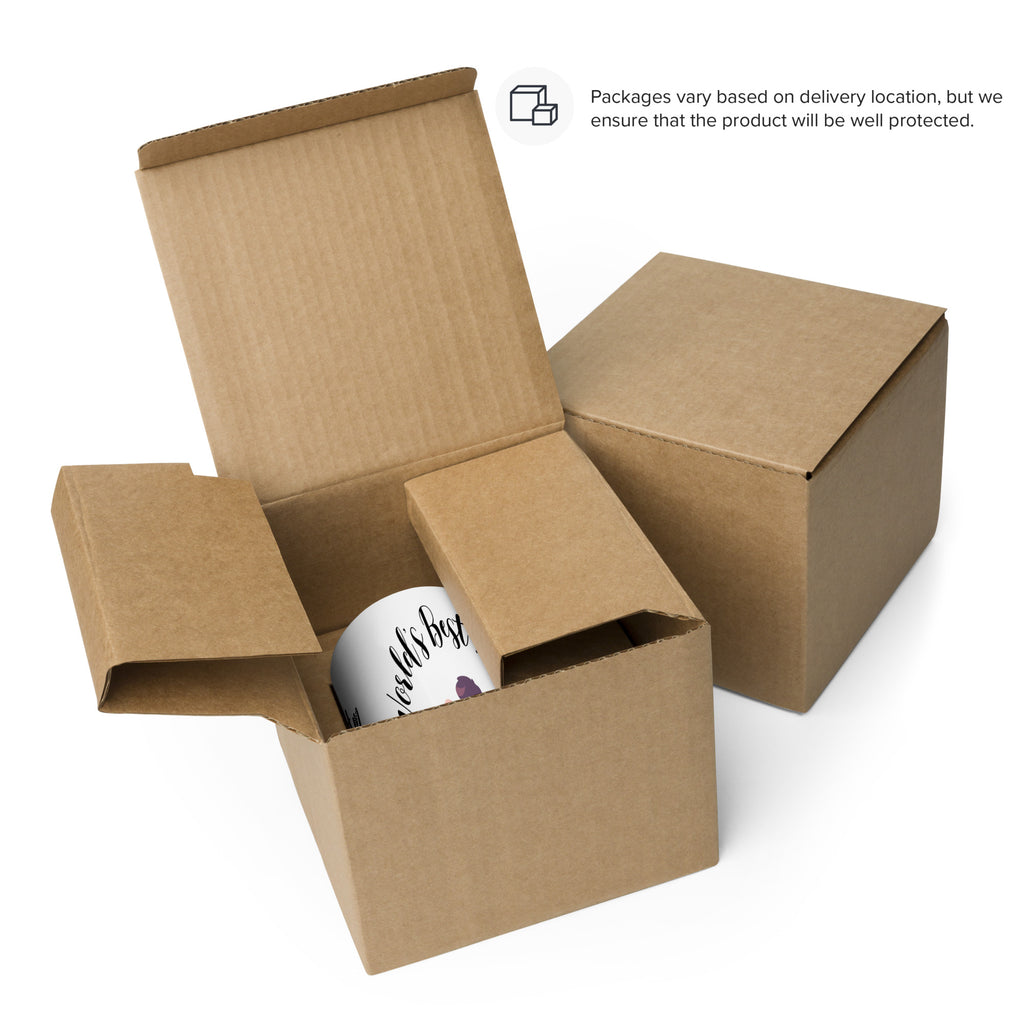 Open cardboard box with a smaller box inside, featuring a white sphere with 'Hu' branding.